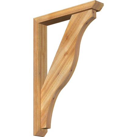 Ekena Millwork Funston Slat Rough Sawn Bracket w/ Offset Brace, Western Red Cedar, 4"W x 24"D x 36"H BKT0402X24X36FST06RWR